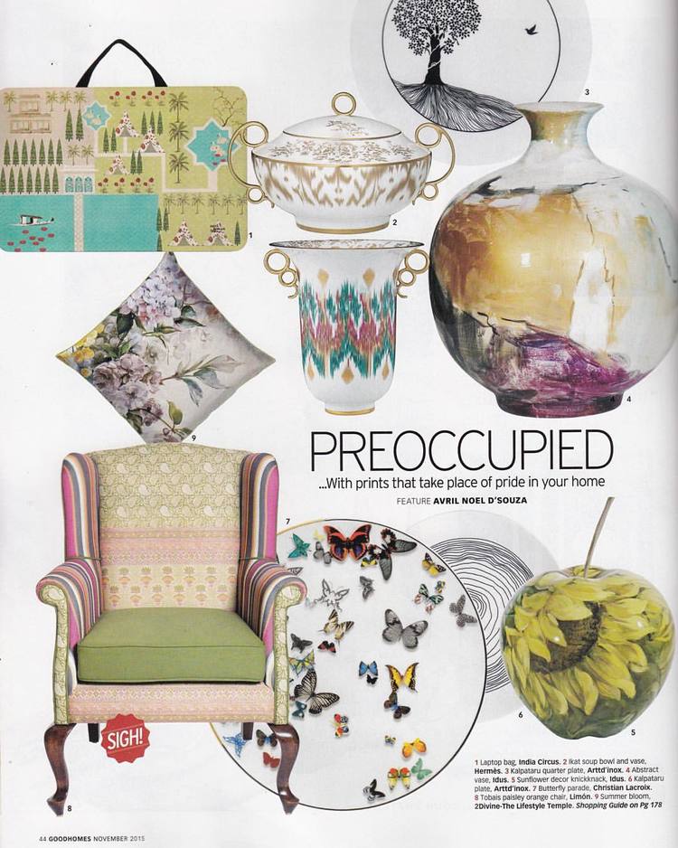 GoodHomes Magazine | November 2015 issue | Our Paisley Orange Tobias Wingback | in smashing company with IndiaCircus, arttd'inox, Hermès and Christian Lacroix.