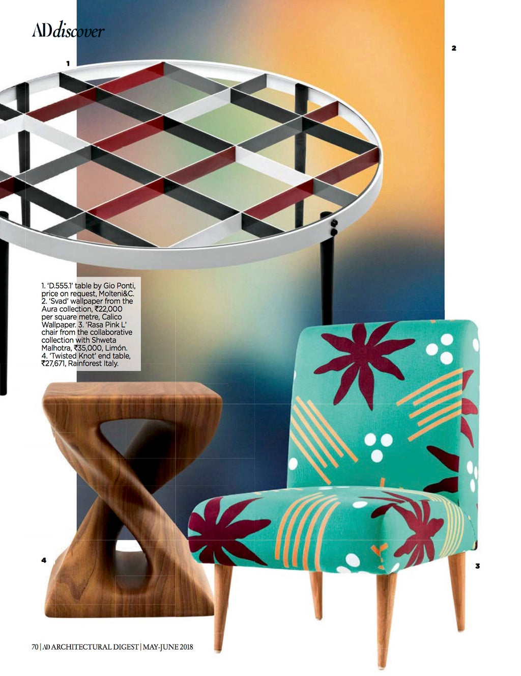 Architectural Digest India | May - June 2018 | Rasa Accent Chair L in Green