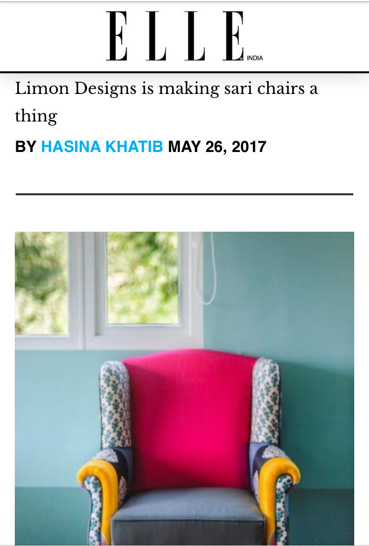 Elle India | May 2017 | Limon Design is making Sari Chairs a thing.