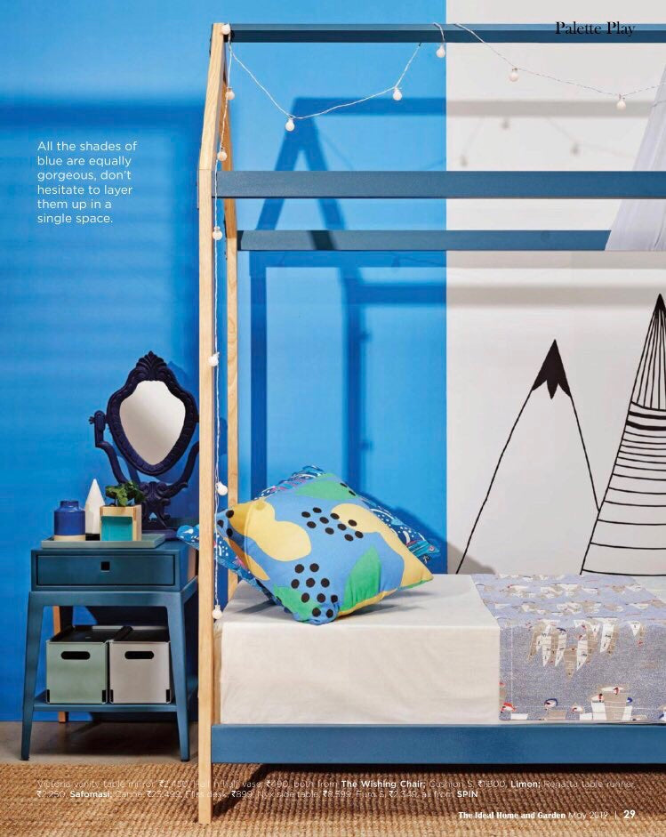 The Ideal Home and Garden | May 2019 | Rasa Cushion S in Blue